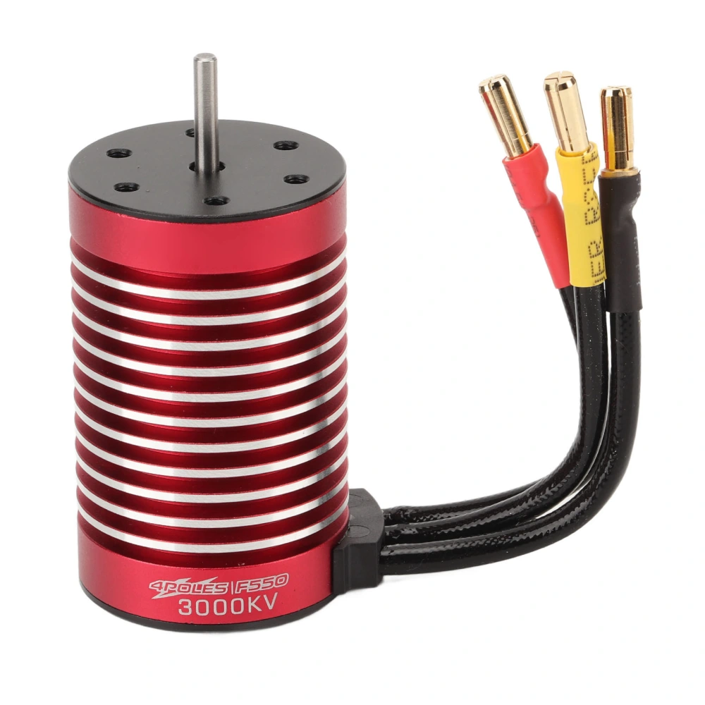 RC Car Brushless Motor F550 3000KV 4 Poles Sensorless Brushless Motor with Temperature Control Port for 1/10 Remote Control Cars