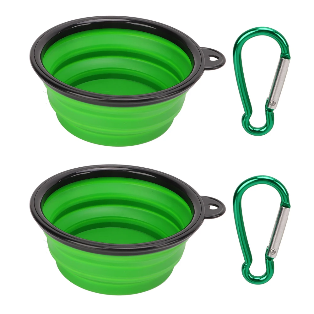 BuyWeek 2pcs Collapsible Dog Bowls Silicone Foldable Water Food Container for Outdoor Travel Hiking Camping Green