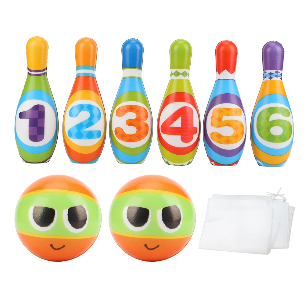 Kids Bowling Toys Set Soft Colorful PU Cotton Educational Game Toddler Bowling Pin Ball Toy for Indoor 6 Bowling Pin 2 Bowling Ball