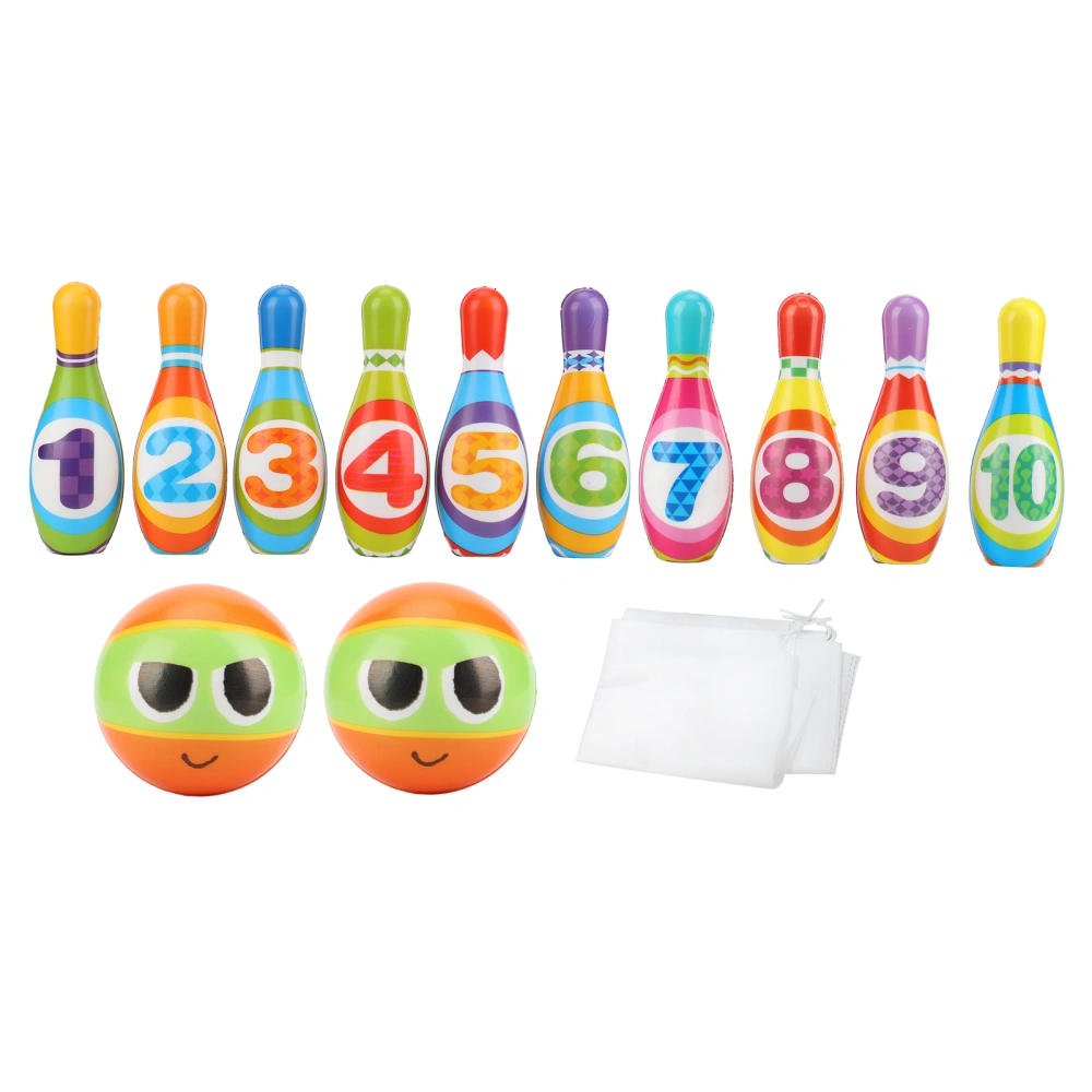 BuyWeek Kids Bowling Toys Set Soft Colorful PU Cotton Educational Game Toddler Bowling Pin Ball Toy for Indoor 10 Bowling Pin 2 Bowling Ball