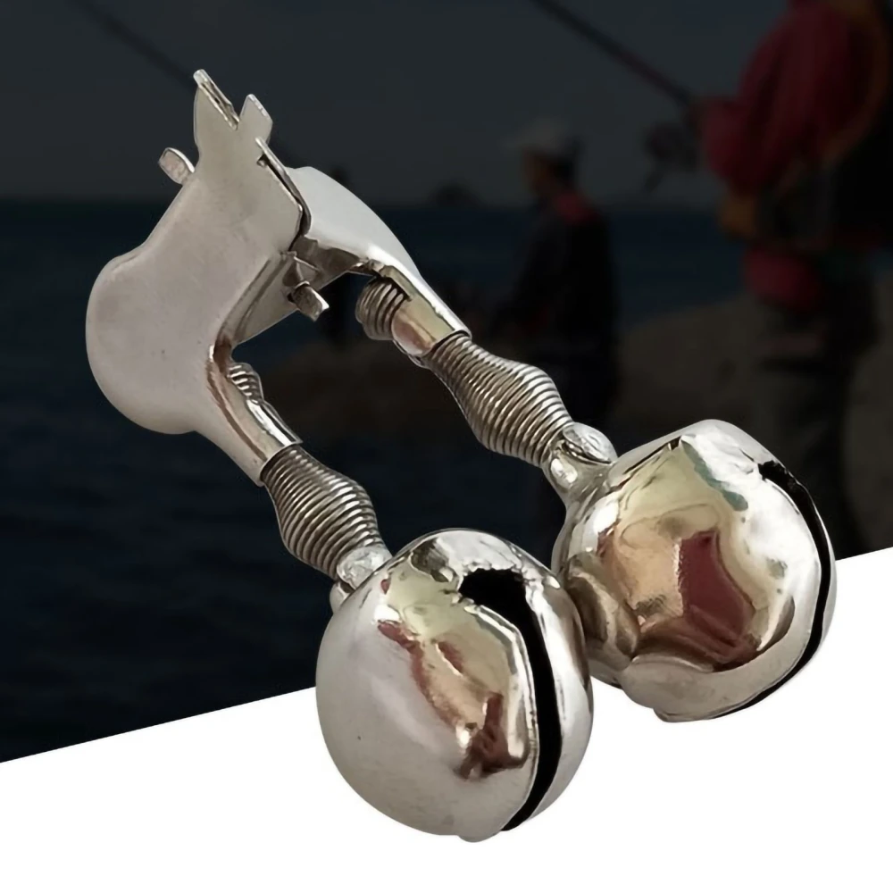 BuyWeek Fishing Alert Bell Clip Fish Bite Sound Alarm Fishing Pole Clamp Bell Iron Clip Rivet Bells Dual