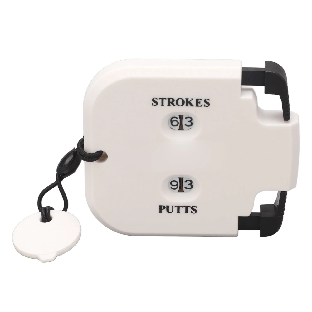 Golf Score Counter Plastic 2 Digits Stroke Putts Counting Clicker with Auxiliary Zeroing Function For 2 Players White Body Black Press