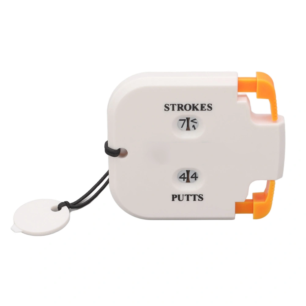 Golf Score Counter Plastic 2 Digits Stroke Putts Counting Clicker with Auxiliary Zeroing Function For 2 Players White Body Orange Press