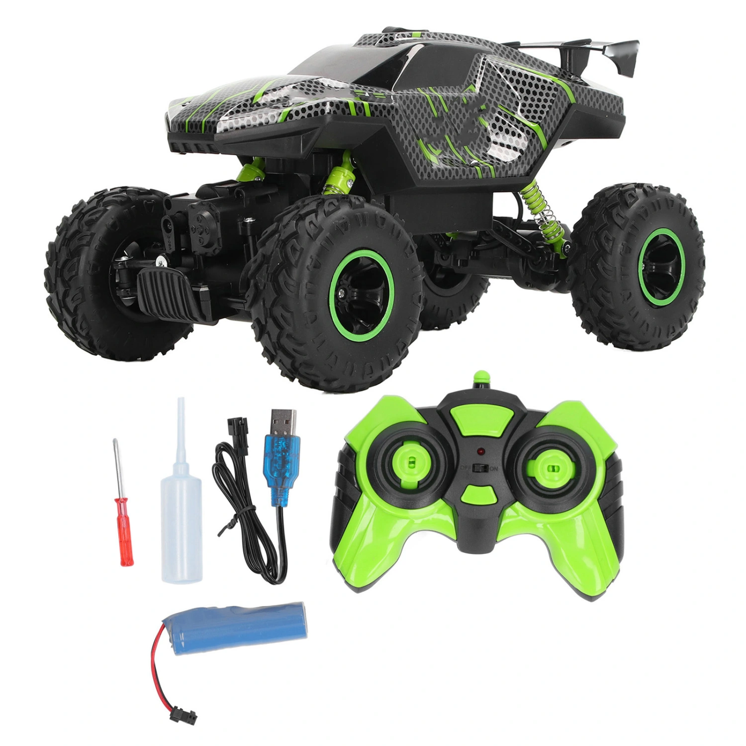 2.4Ghz RC Climbing Car Remote Control Model 10‑15KM/H Green Birthday Christmas Gifts for Over 6 Years Old