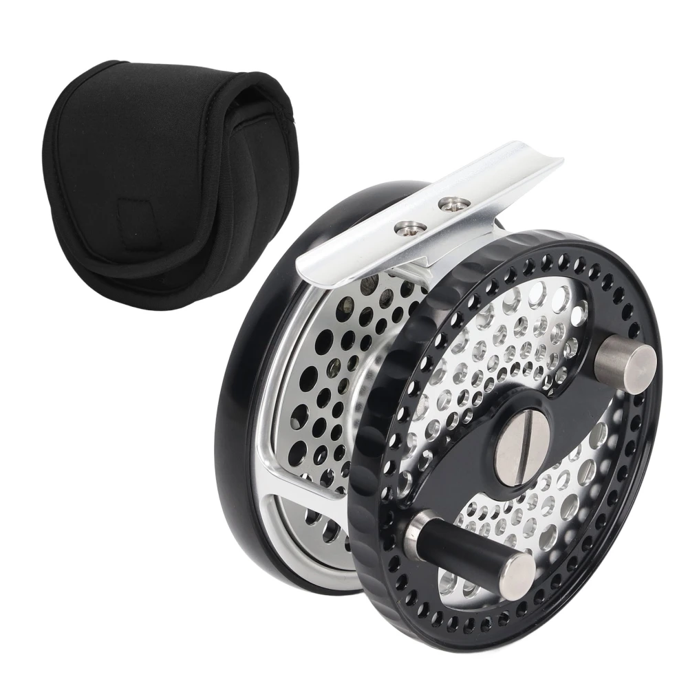 Fly Fishing Reel Aluminum Alloy Black Silver Hand Changed Fishing Rod Accessories with Storage Bag