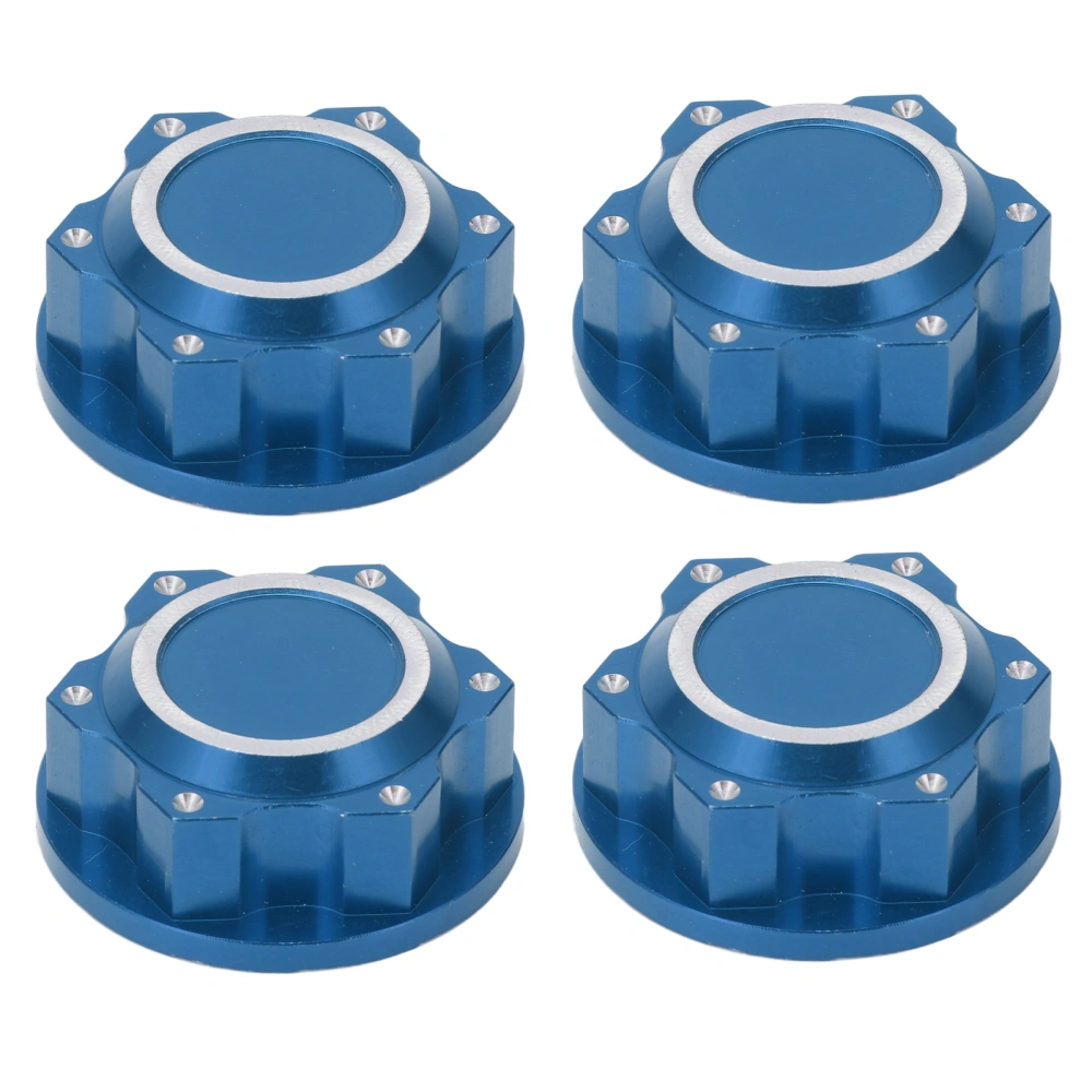 4 Pcs RC Wheel Nuts Aluminum Alloy Bottom Anti Skid Dustproof Hex Wheel Lock Nuts for ARRMA 1:5 Kraton 8s RC Car Blue