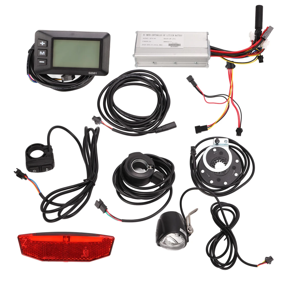 Electric Bicycle Controller Conversion Kit 25A Controller GD01 LCD Panel Headlight Taillight Kit for 750W Motor