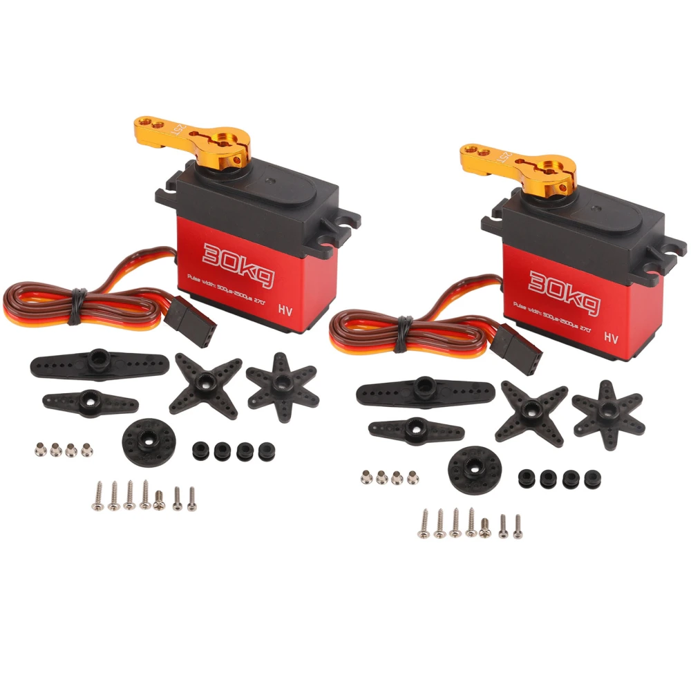 30kg Servo with 25T Metal Servo Arm Red Quick Response Time Stable Performance for RC Car