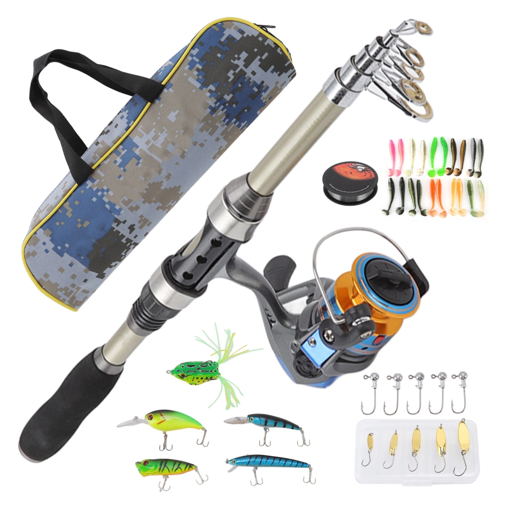 Fishing Pole Kit Carbon Telescopic Portable Durable Lure Rod Set with Fishing Reels Fish Bait for Beginner Professional