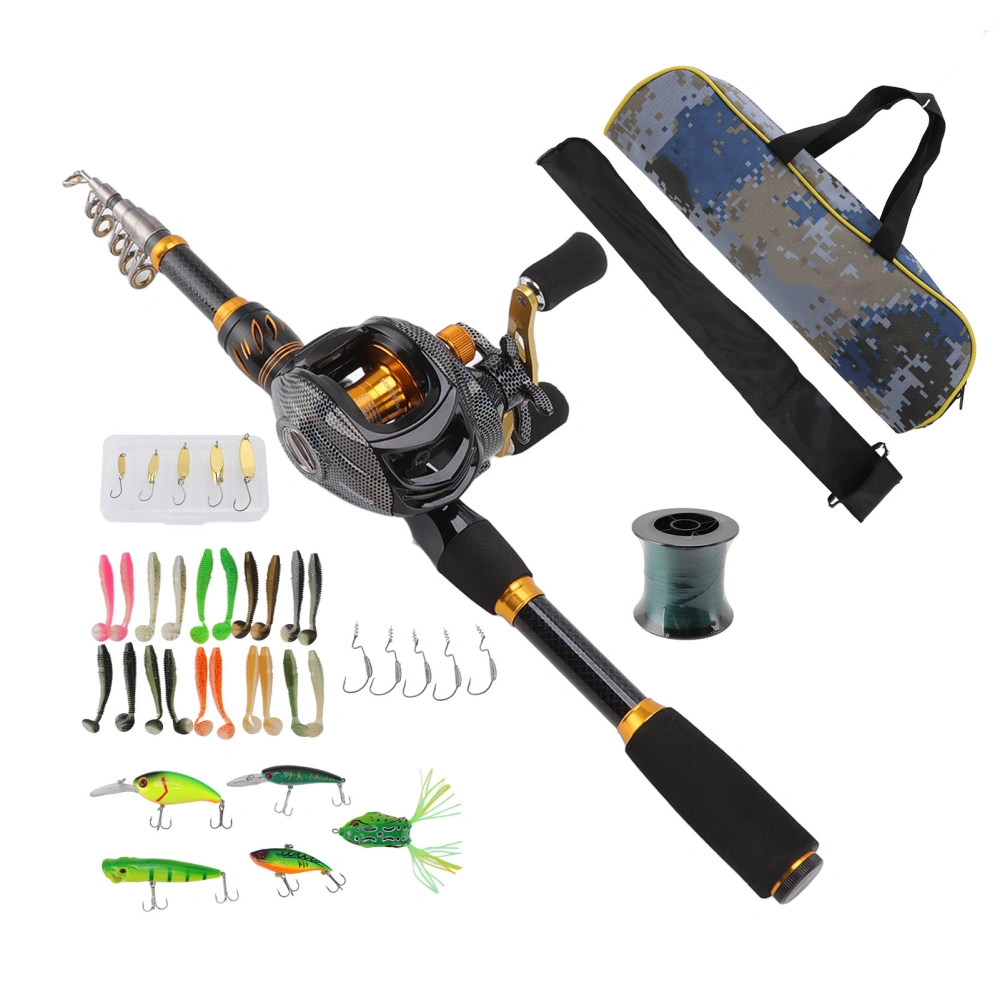 6.9ft Fishing Pole Reel Combo Portable Telescopic Fishing Rod Kit with Bait for Saltwater Freshwater