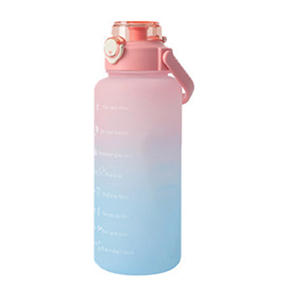 Straw Lid Water Bottle Gradient Color Large Capacity Portable Handle Leakproof Sports Water Bottle Pink 2000ML