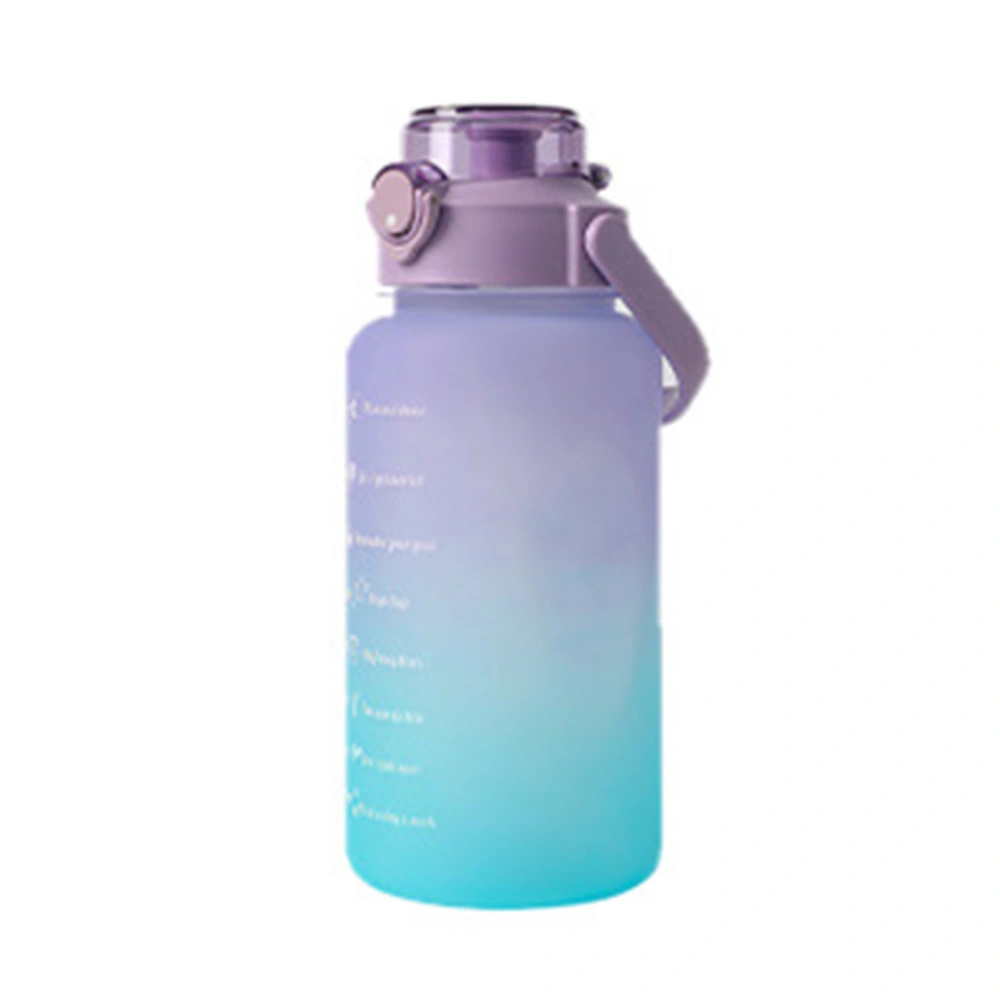 Straw Lid Water Bottle Gradient Color Large Capacity Portable Handle Leakproof Sports Water Bottle Purple 1500ML