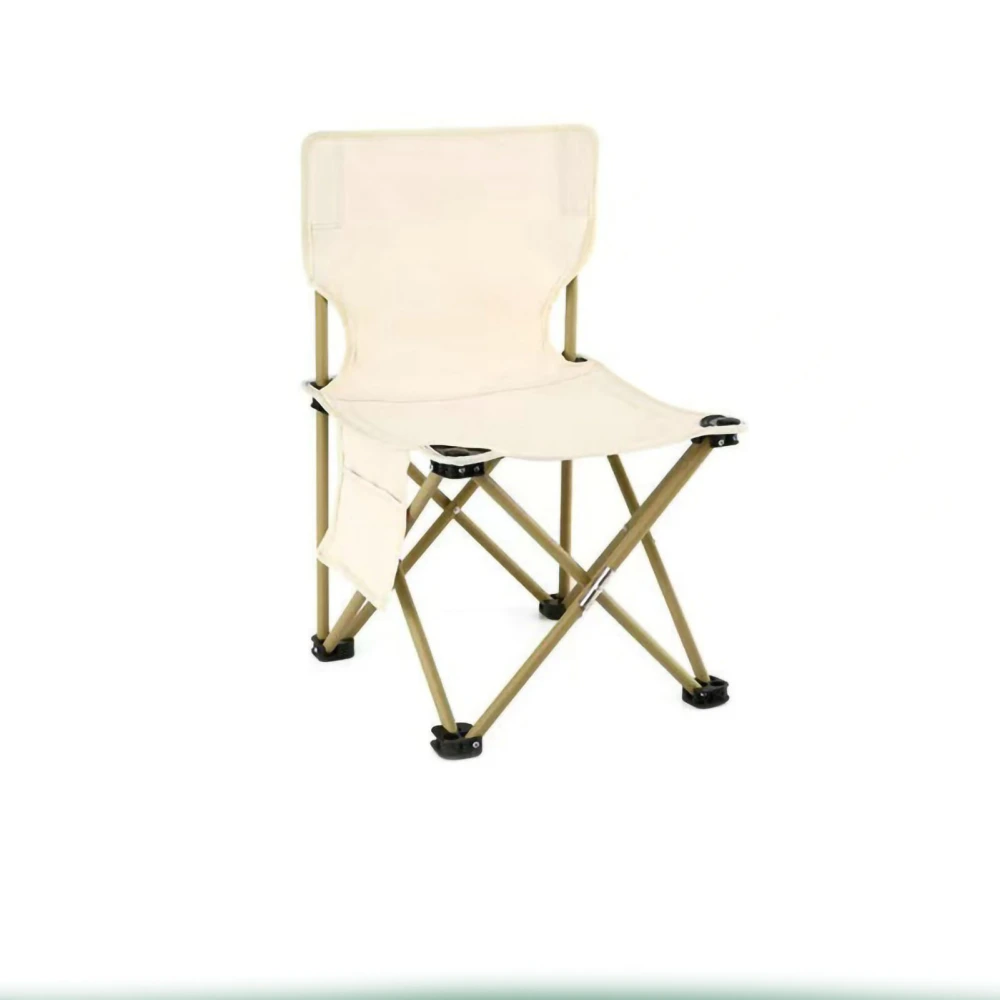 Camping Folding Chair Iron Tube Oxford Cloth Portable Outdoor Stool for Leisure Beach Picnic Beige 39x39x65cm/15.35x15.35x25.59in