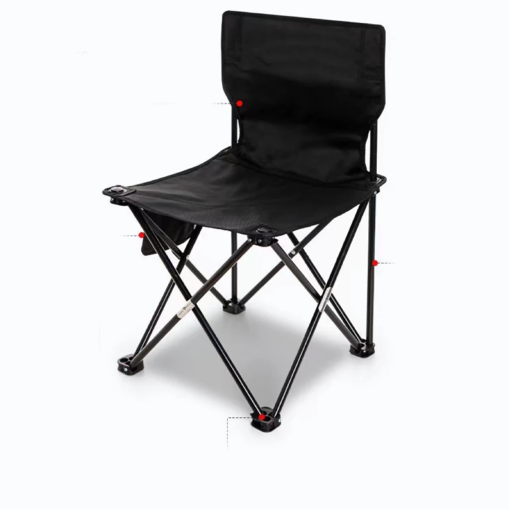 BuyWeek Camping Folding Chair Iron Tube Oxford Cloth Portable Outdoor Stool for Leisure Beach Picnic Black 72x42x38cm/28.35x16.54x14.96in