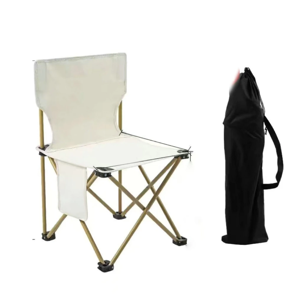 BuyWeek Camping Folding Chair Iron Tube Oxford Cloth Portable Outdoor Stool for Leisure Beach Picnic Beige 72x42x38cm/28.35x16.54x14.96in