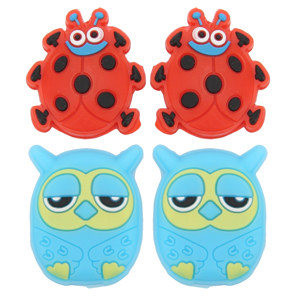 4 PCS Tennis Racket Vibration Dampener Cartoon Animal Shape Tennis Shock Absorber Red Ladybird 2.7cm/1.06in Owl 2.8cm/1.1in