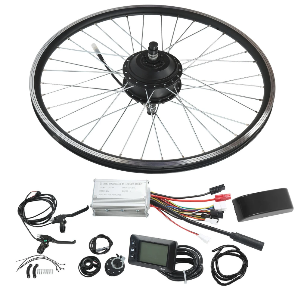 BuyWeek 36V 250W 26 Inch Electric Bike Front Wheel Motor Conversion Kit with IP65 Waterproof LCD Display