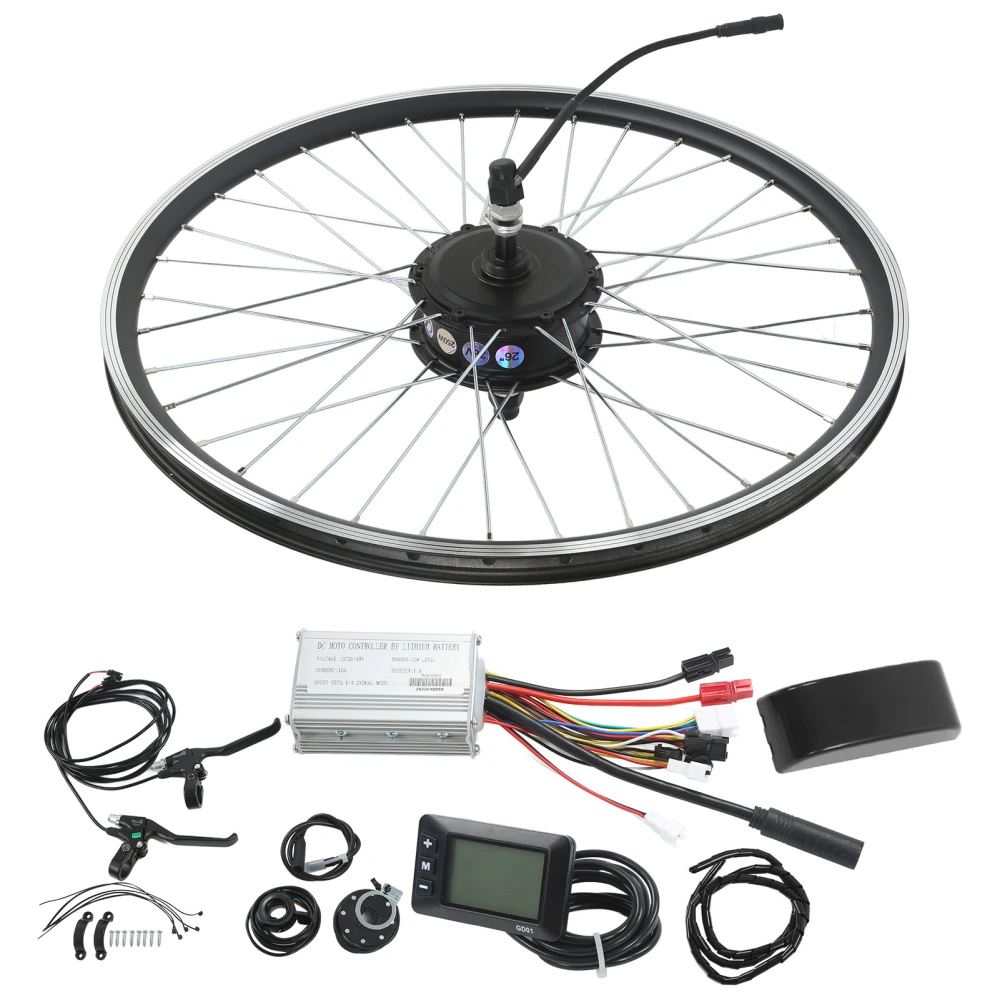 BuyWeek 26 Inch Electric Bicycle Rear Wheel Conversion Kit 36V 250W Electric Bike Rear Rotating Flywheel Motor with Display