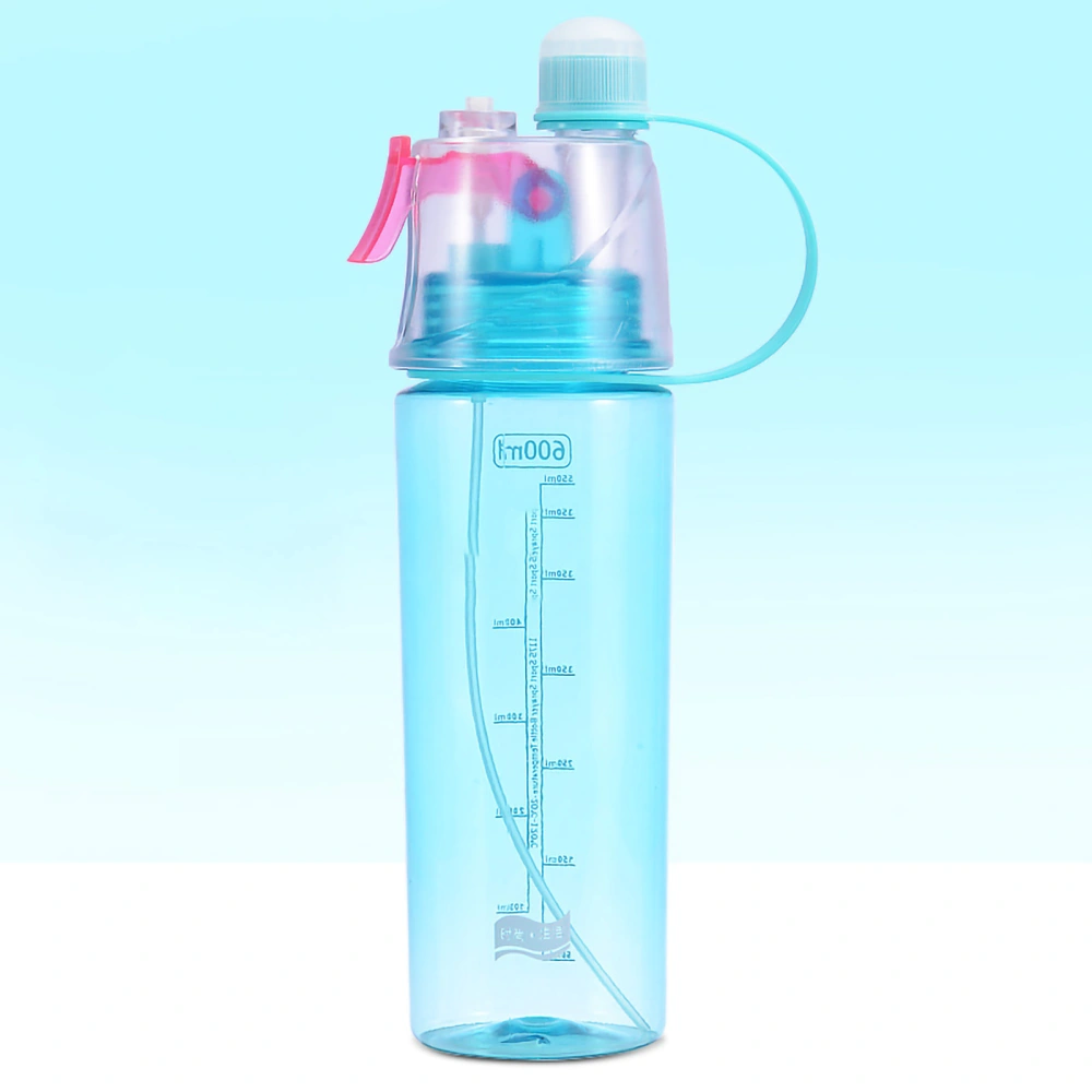 BuyWeek Water Spray Bottle Clear Scale 600ml Large Capacity Plastic for Sports Hiking Picnic Sky Blue