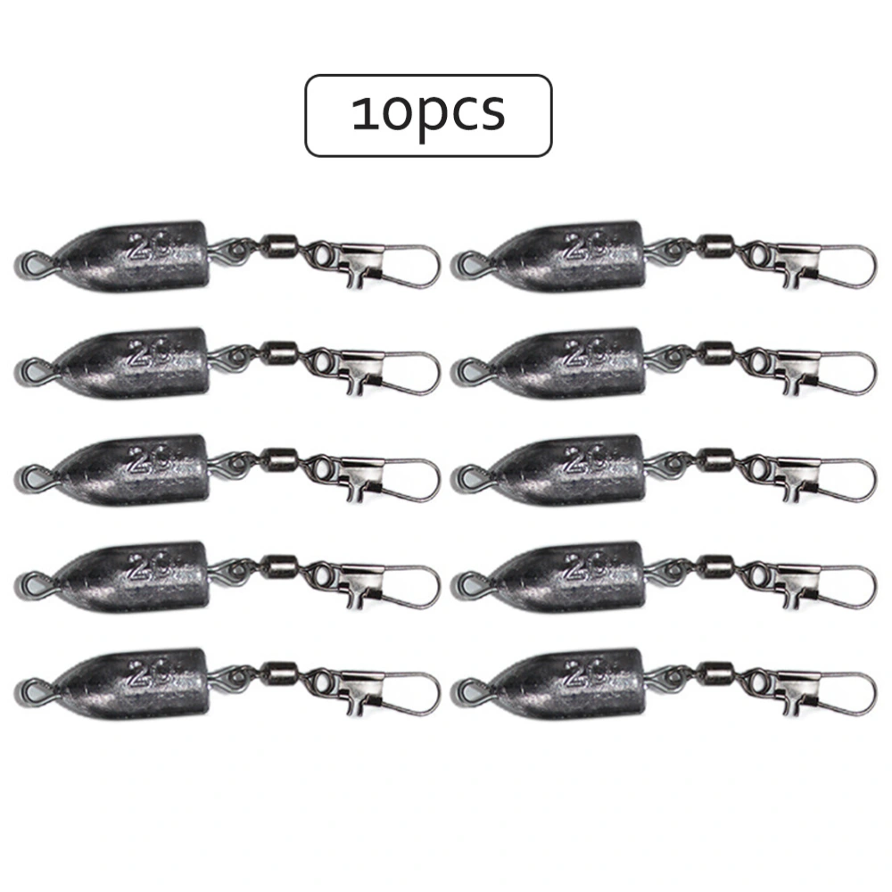 BuyWeek 10Pcs Reusable Fishing Swivels Snaps Lead Sinkers Fishing Weights Hooks