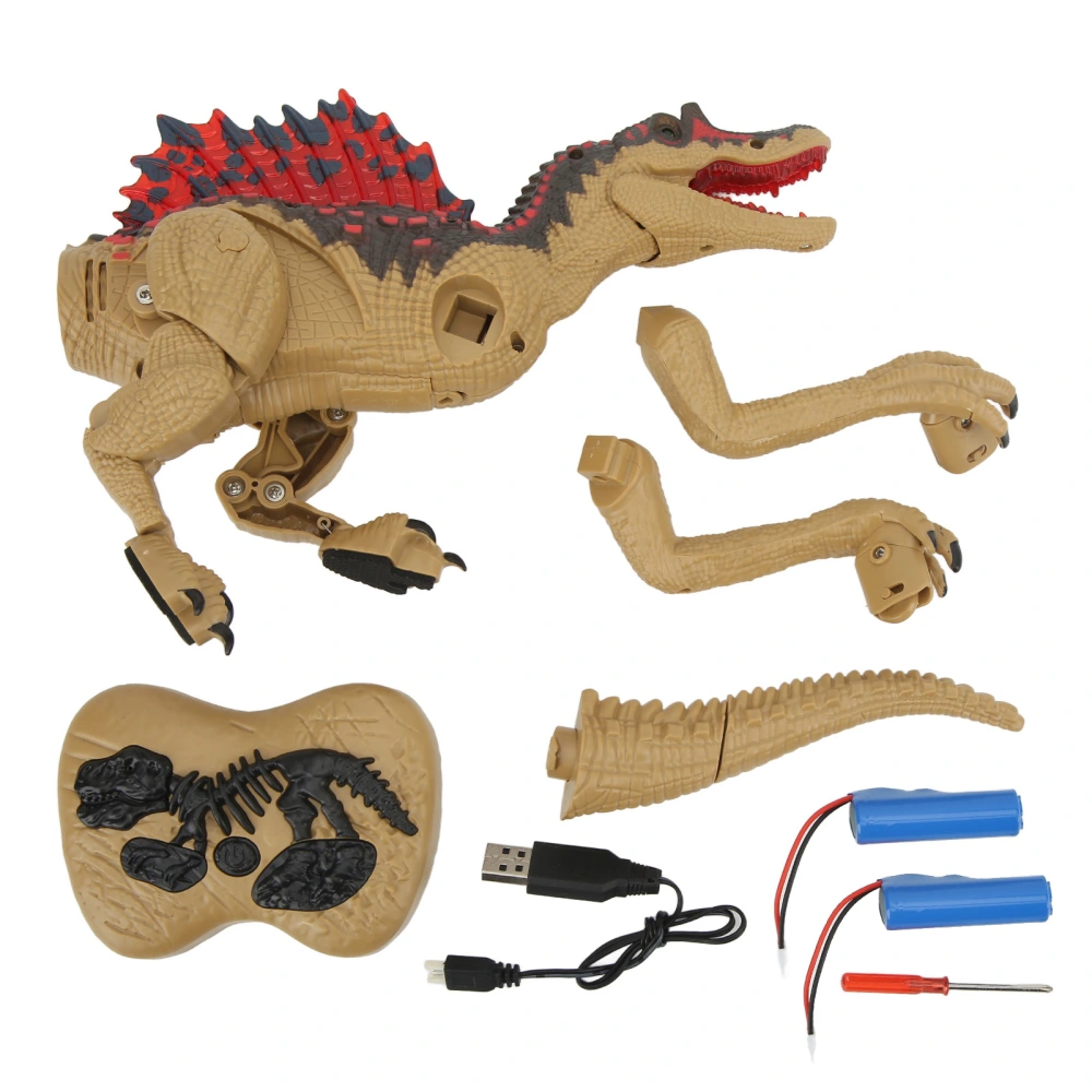 Remote Control Dinosaur Toy Realistic 2.4G Electric Remote Control Simulation Spinosaurus Model Toy for Kids Boys Girls Khaki Dual Battery