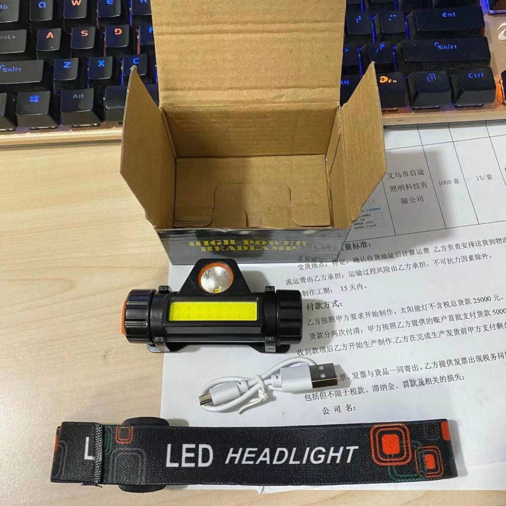 BuyWeek USB Charging Headlamp Multifunctional Powerful Flashlight Magnet LED Headlight for Outdoor Camping Fishing Model 101