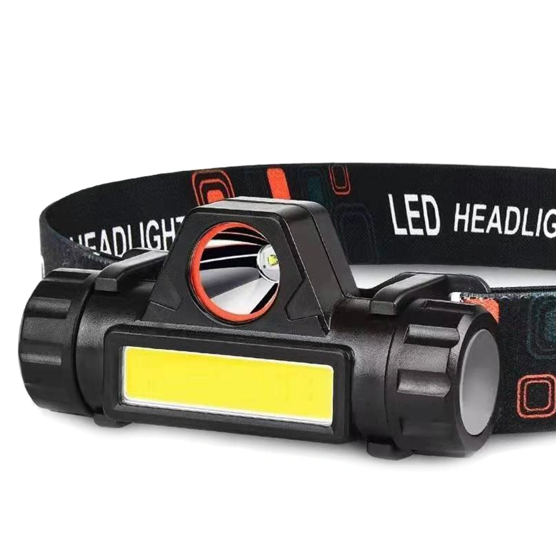 BuyWeek ABS Headlamp USB Charging Strong Light Long Distance Camping Headlight for Night Riding Night Fishing Dual Light Source