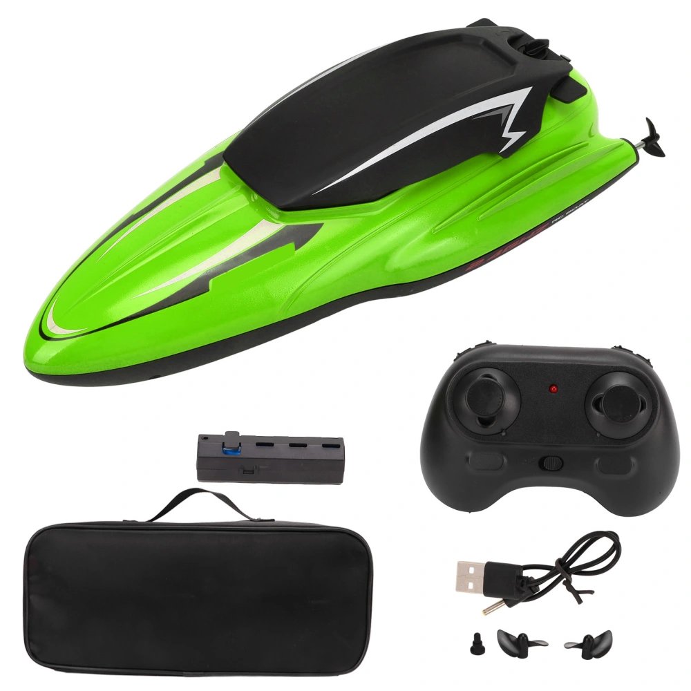 Remote Control Boat RC Ship Waterproof High Speed Speedboat Model Toy for Above 8 Years Old Green 2Pcs Battery