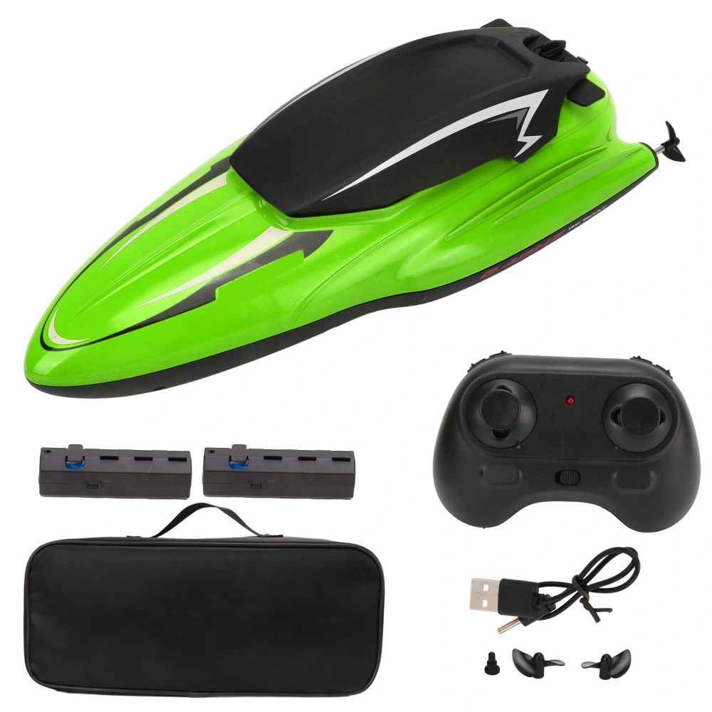 Remote Control Boat RC Ship Waterproof High Speed Speedboat Model Toy for Above 8 Years Old Green 3Pcs Battery