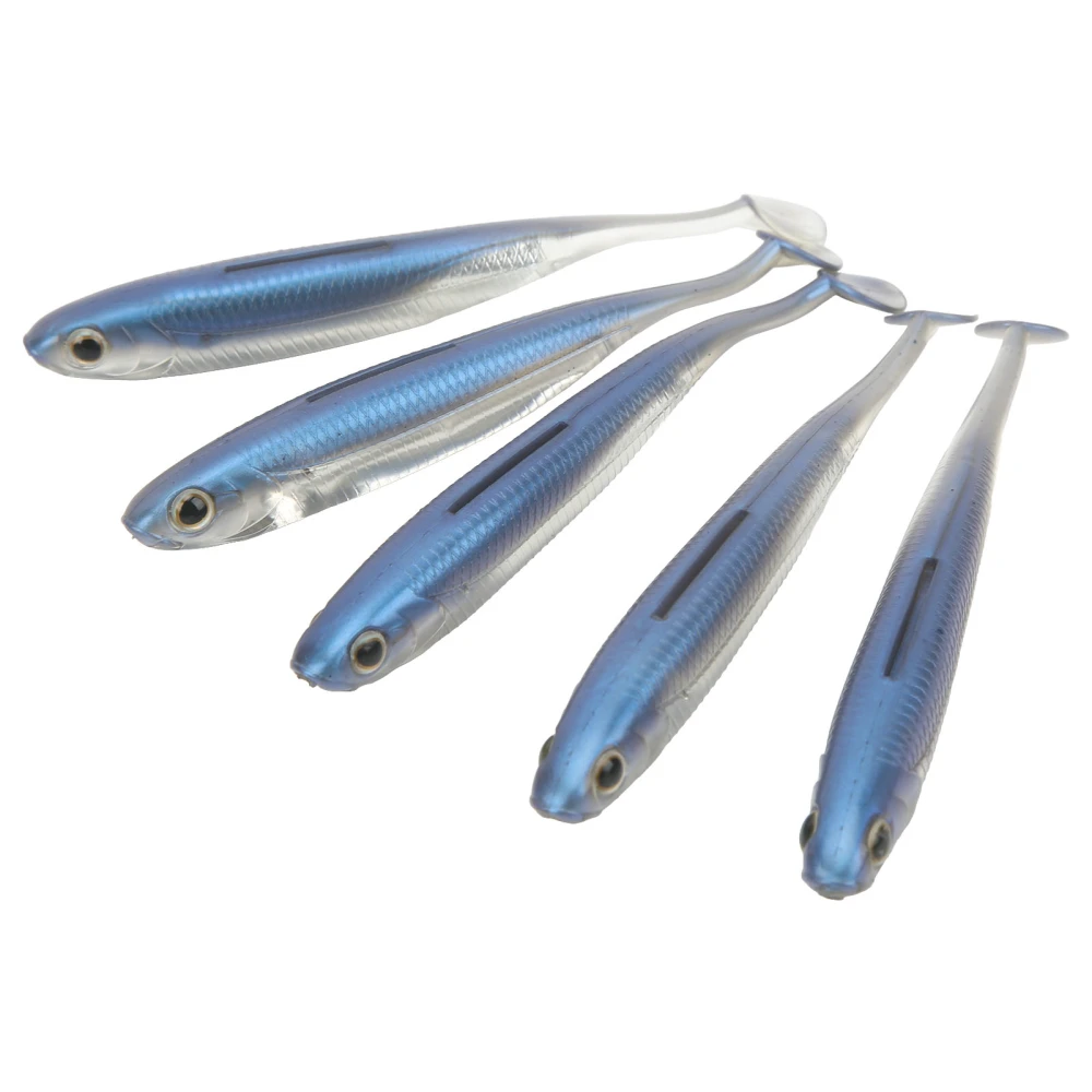 5PCS Soft Fishing Lure Enlarged Tail Coil Easy Usage Portable Simulation Fishing Bait for Angler Blue