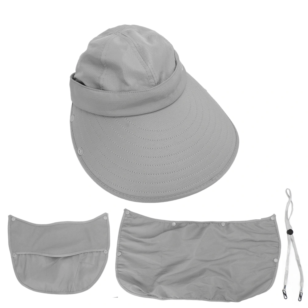 Outdoor Cycling Sun Hat Large Edge Face Sunscreen Cover UV Protection Fishing Hat Set Grey