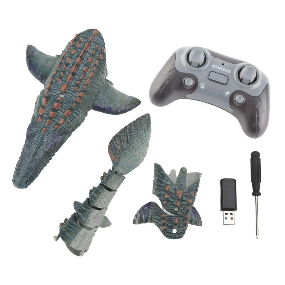 Remote Control Boat Mosasaurus Shape 2.4Ghz High Simulation Waterproof Diving Toy for Adults Kids