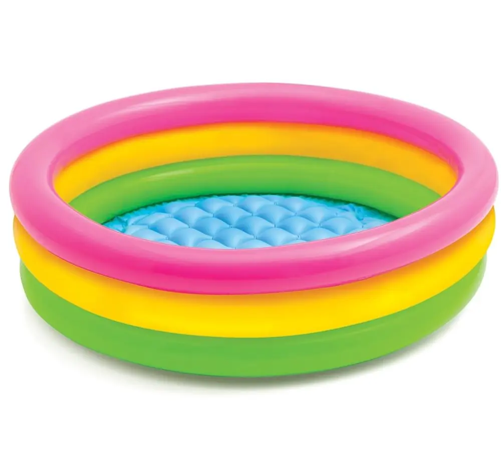 60cm/90cm/120cm Baby Swimming Pool 3 Color Rainbow Round PVC Inflatable Children Little Pump Pool Blow Up Kids Padding Pool