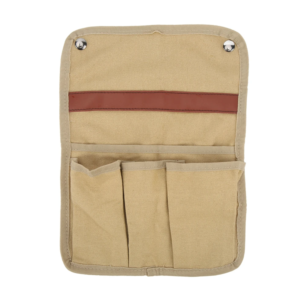 BuyWeek Camping Chair Hanging Bag Canvas Armrest Side Storage Bag with Multi Pockets for Outdoor Fishing Picnic Khaki