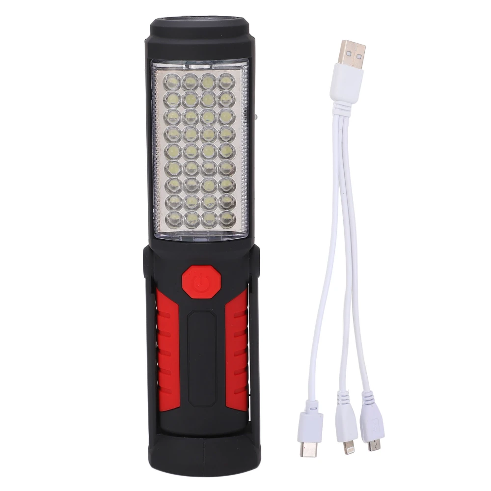 USB Charging Work Light with Magnetic Stand Inspection LED Light Torch 2 Lighting Modes Work Lamp for Workshops Garages Red