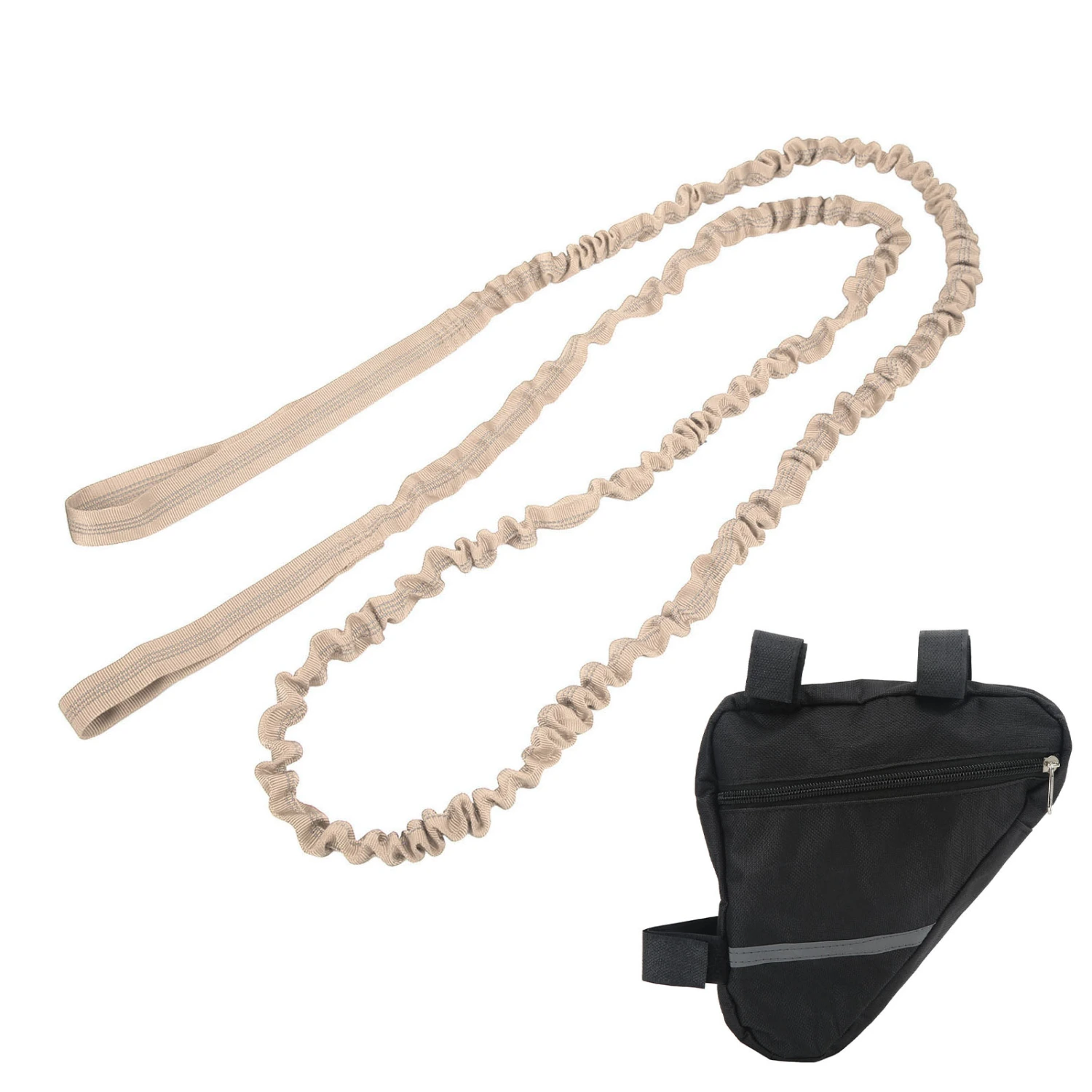 BuyWeek Kids Bike Tow Rope Elastic Shock Absorbing Colored Child Bike Stretch Bungee Cord for Parents Child Outdoor Sports Khaki