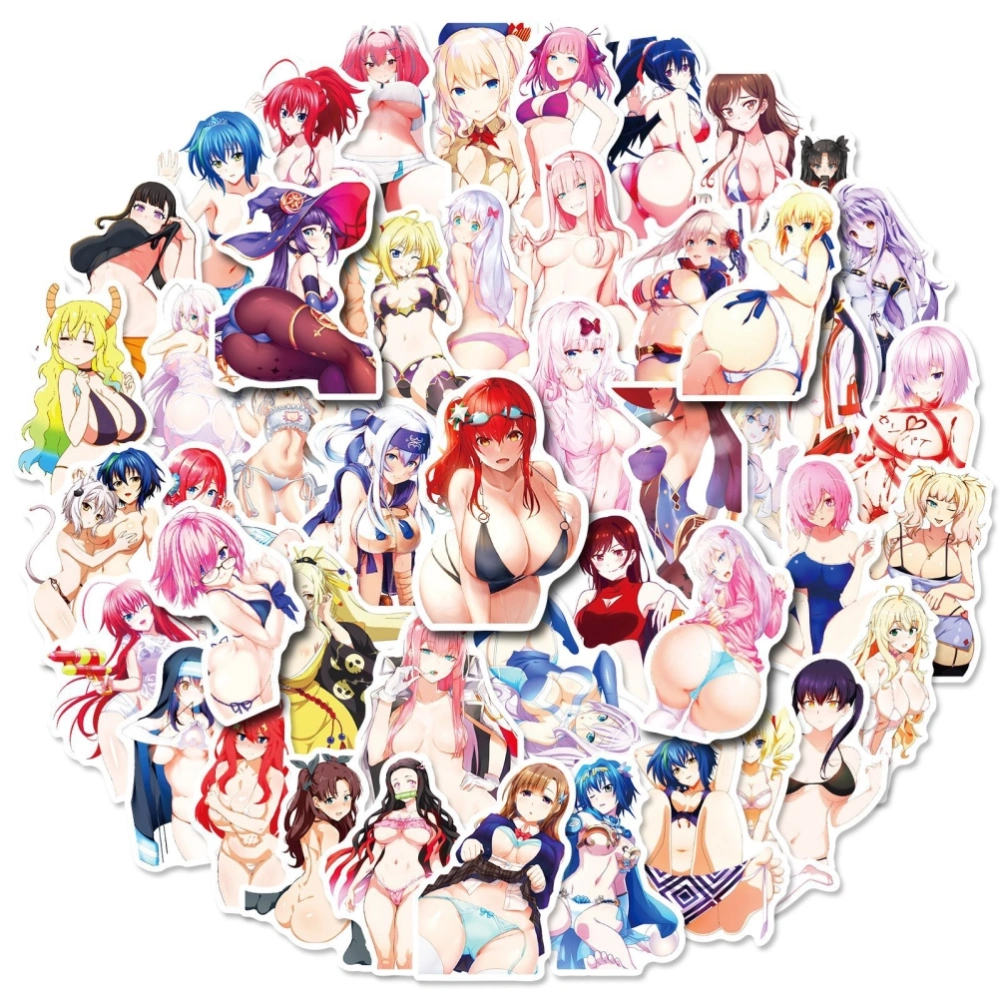 50Pcs Anime Girl Stickers Waterproof Stickers for Laptop Phone Water Bottle Computer Luggage Helmet Skateboard Car BP‑0000249