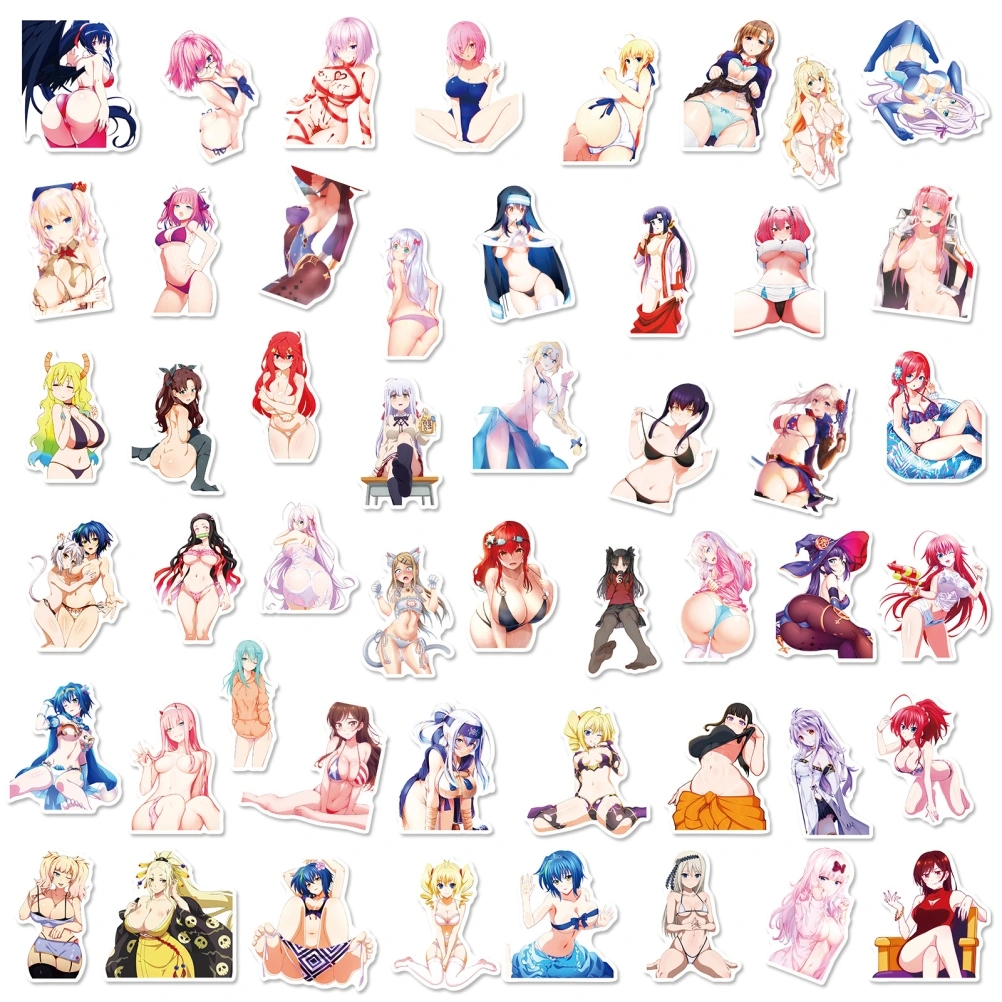 50Pcs Anime Girl Stickers Waterproof Stickers for Laptop Phone Water Bottle Computer Luggage Helmet Skateboard Car BP‑0000249