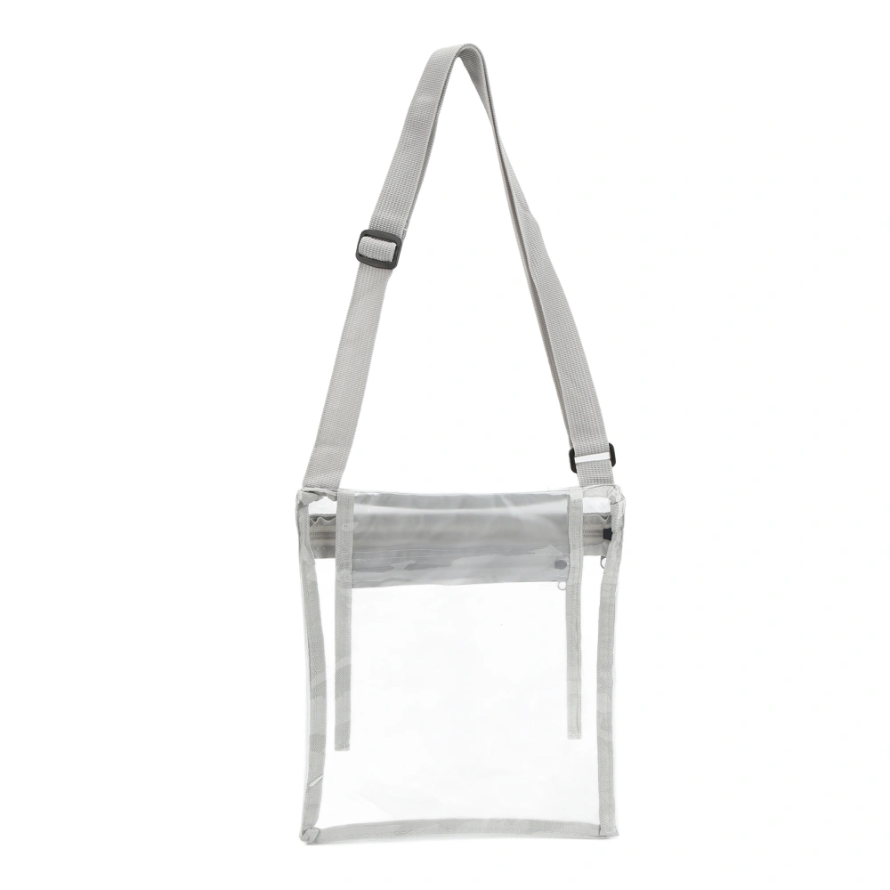 Transparent Messenger Bag with Adjustable Shoulder Strap and Inner Pocket for Sports Events Gray