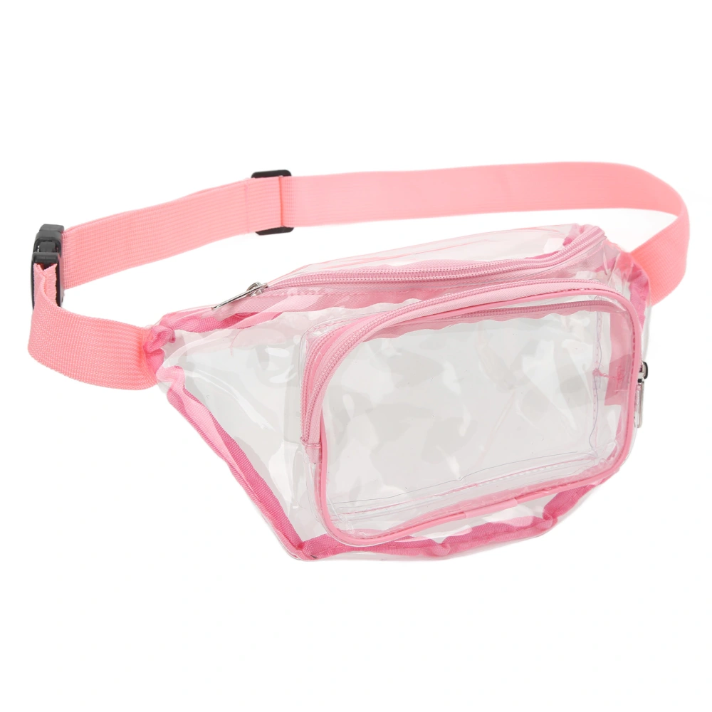 Transparent Fanny Pack PVC Water Resistance Zipper Multipurpose Waist Bag for Travel Pink