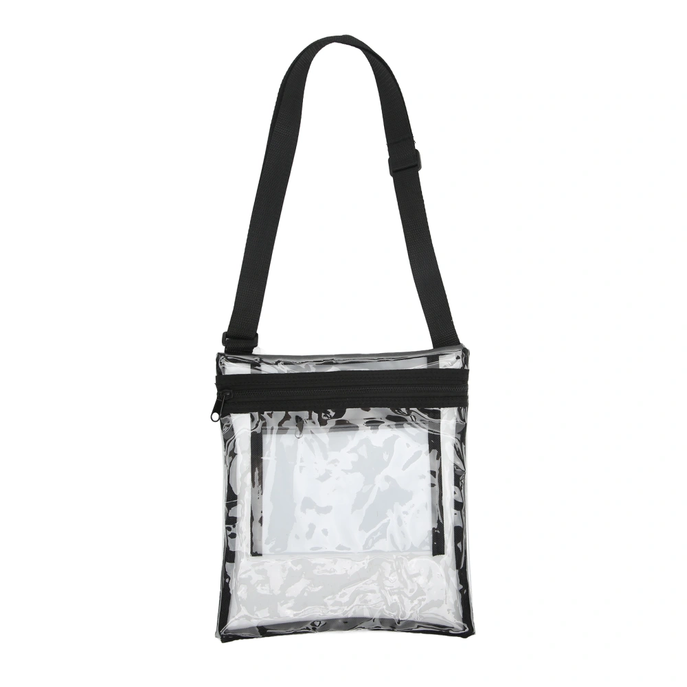 BuyWeek Transparent Messenger Bag with Adjustable Shoulder Strap and Inner Pocket for Sports Events Black