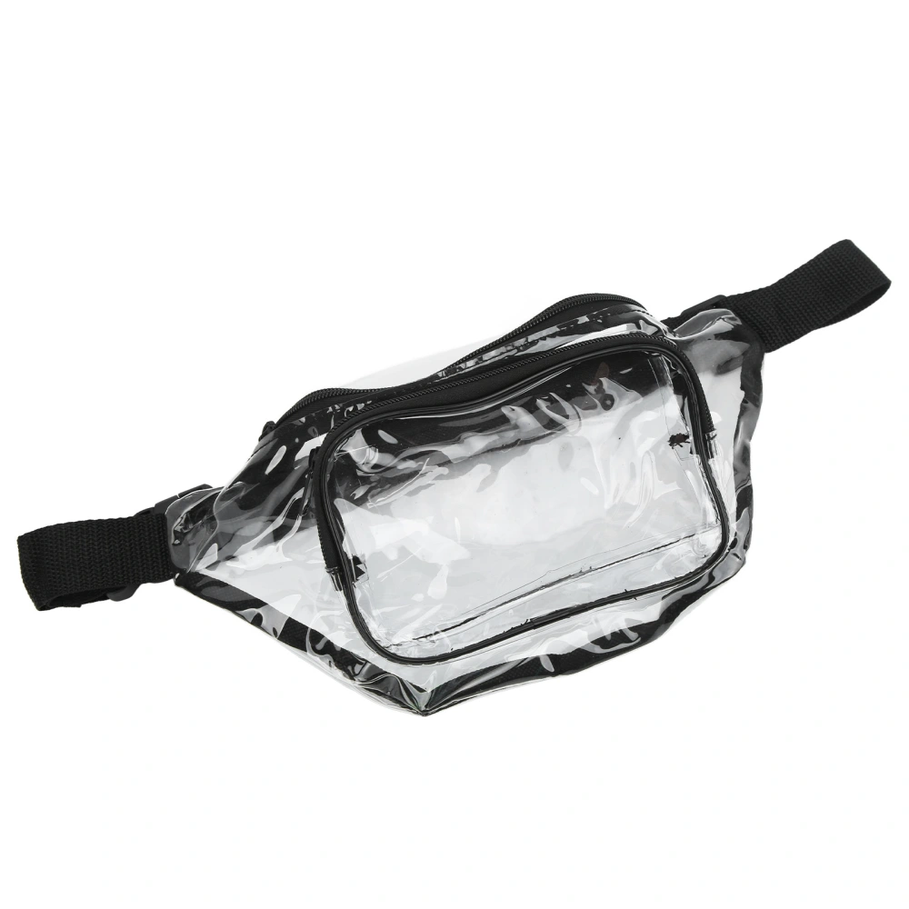 Transparent Fanny Pack PVC Water Resistance Zipper Multipurpose Waist Bag for Travel Black