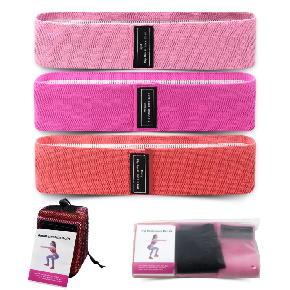 3pcs Yoga Resistance Band Cloth Workout Loop Antiskid Squat Hip Bands for Physical Exercise Pink Rose Red Rubber Red