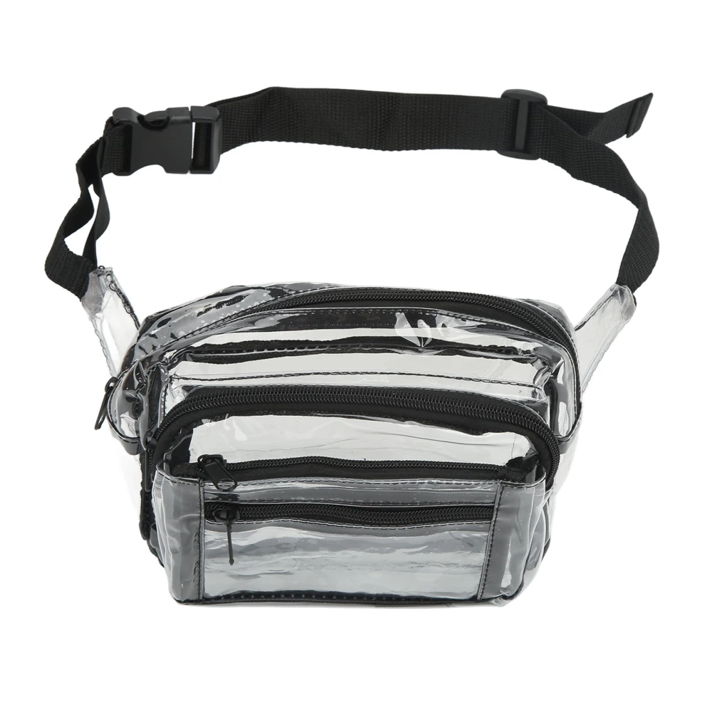 BuyWeek Waist Bag Clear PVC Waterproof Fanny Pack Zipper Large Capacity for Travel Sports