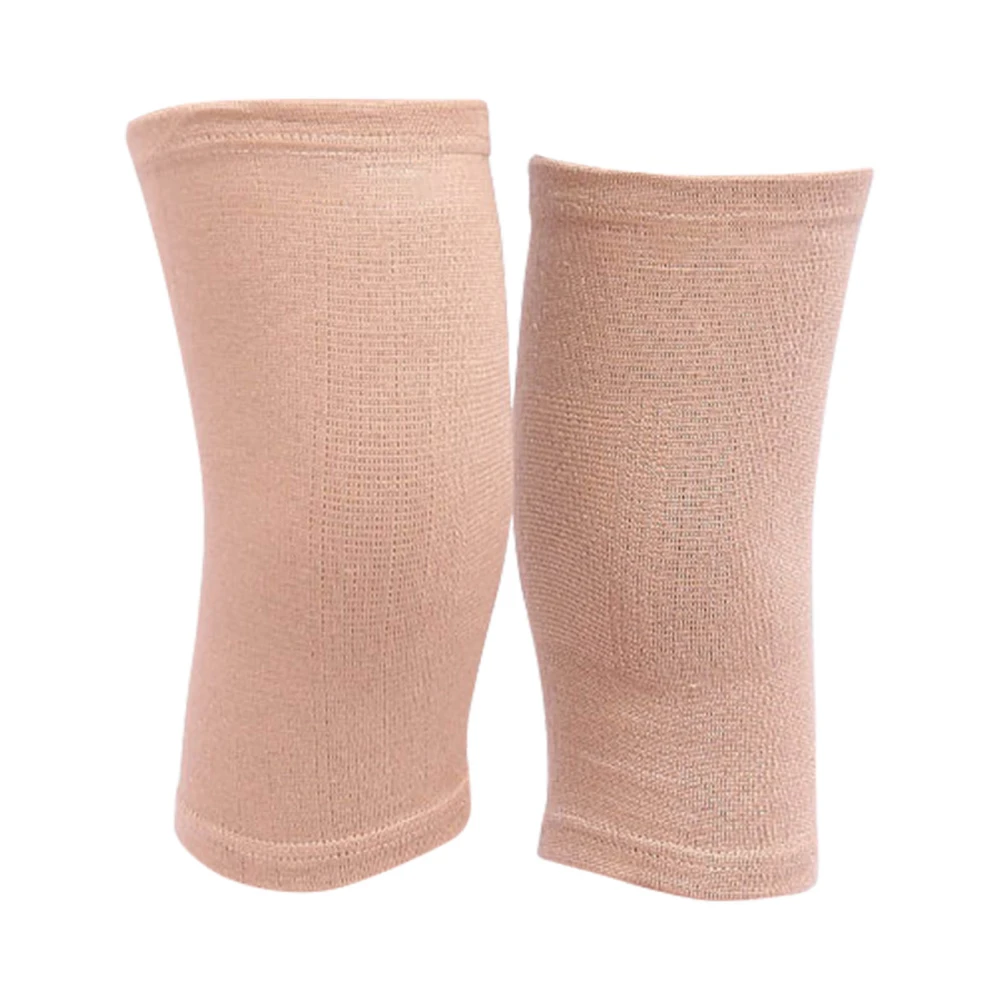 Knee Compression Sleeve Chemical Fiber Elastic Warm Knee Support Accessory for Outdoor Mountaineering Biking Running Hiking Average Size One Pair