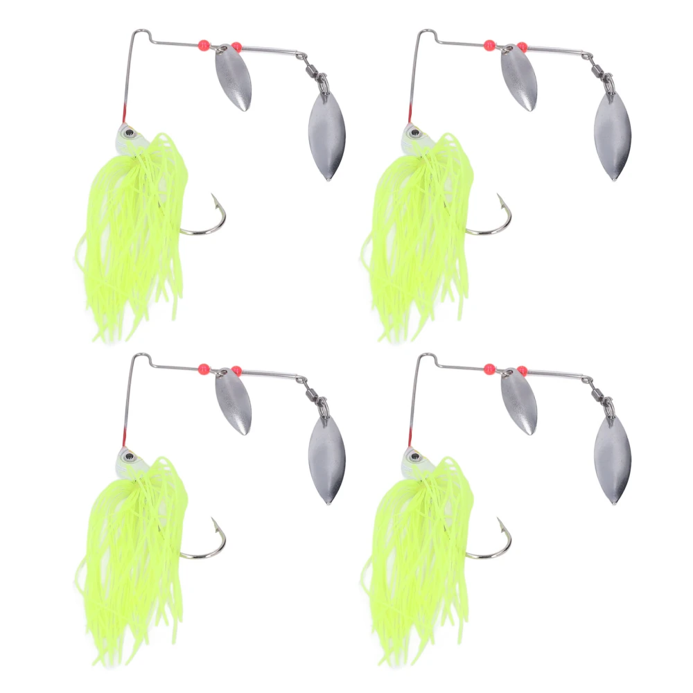 4pcs Fishing Rotating Sequin Aluminum Alloy Composite Beard Lures for Offshore Angling Green