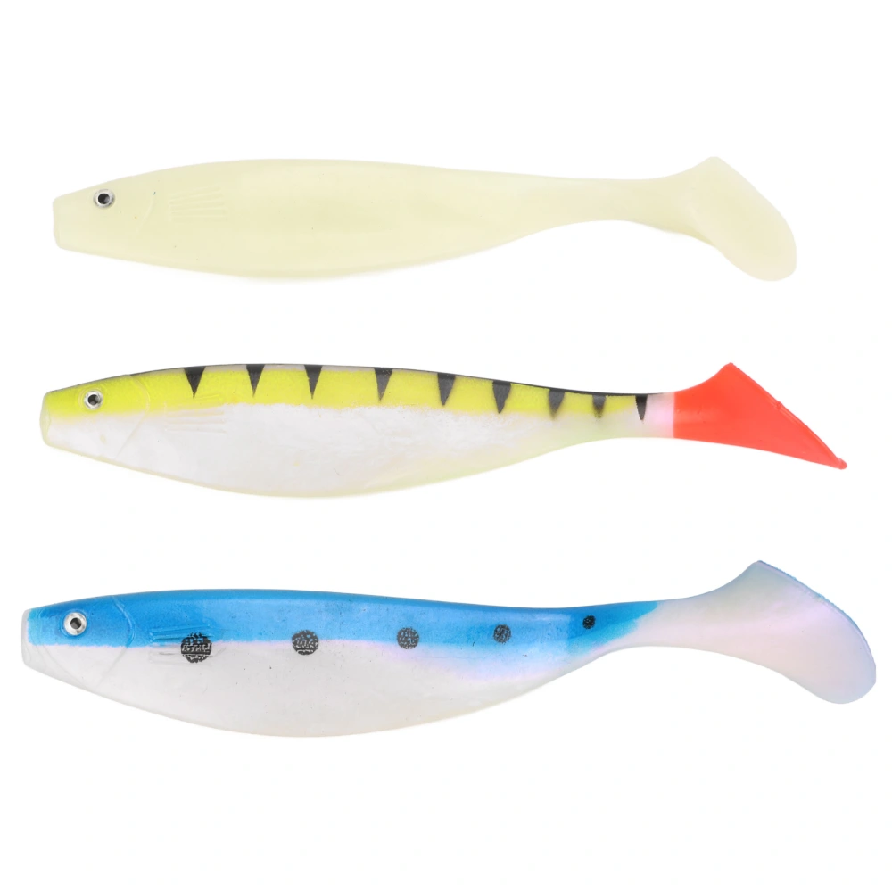 3pcs T Tail Fishing Bait Silicone Soft Simulation Lure Bait for Saltwater Freshwater Fishing