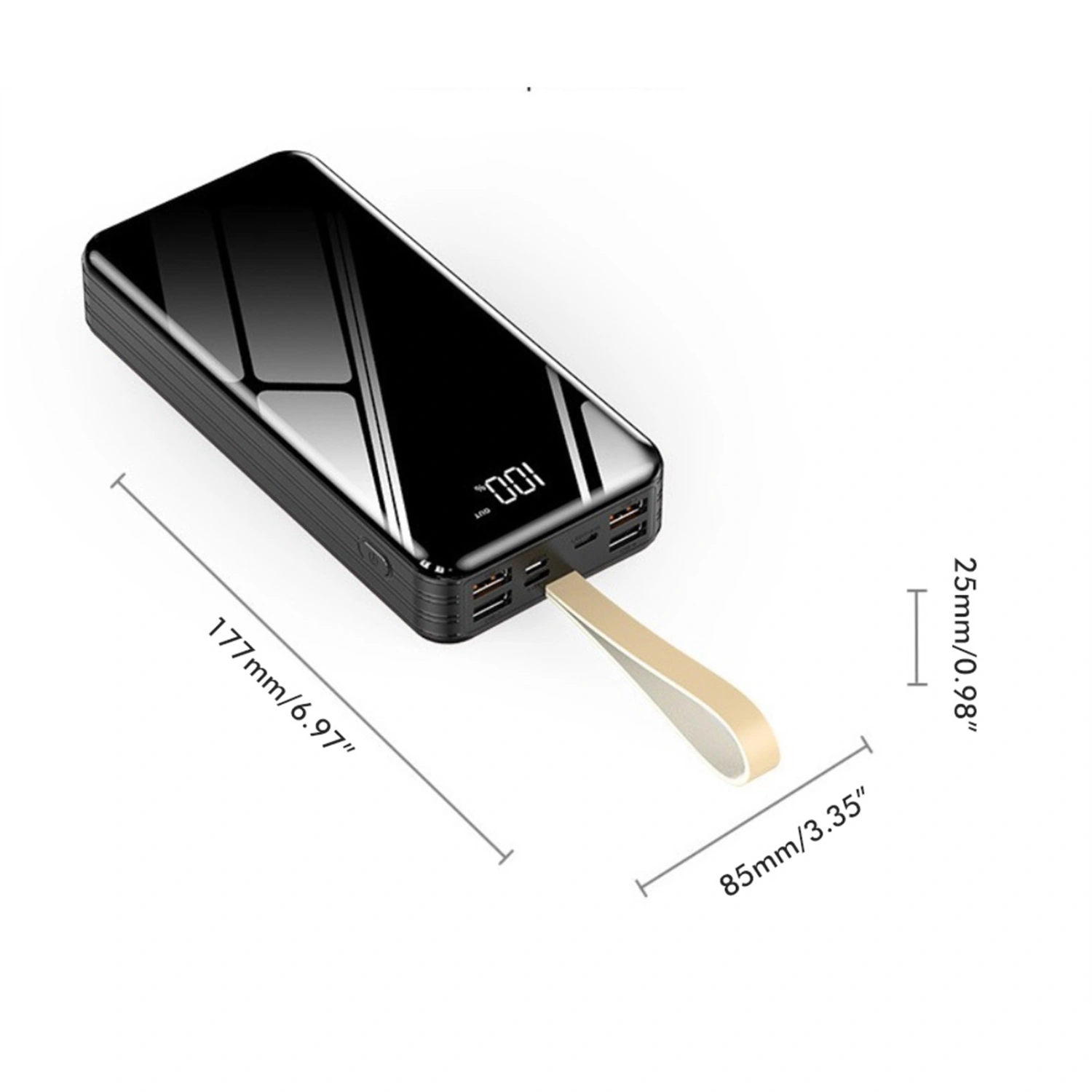 BuyWeek 30000mAh Power Bank Portable Charger Universal Compact Fast Charging External Battery Pack with Cable LED Light for Outdoor Camping