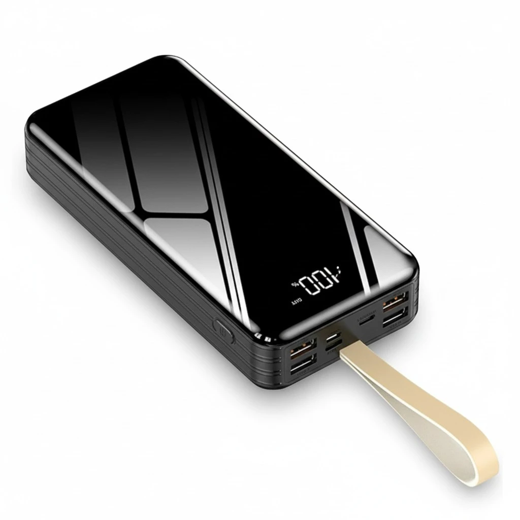 BuyWeek 30000mAh Power Bank Portable Charger Universal Compact Fast Charging External Battery Pack with Cable LED Light for Outdoor Camping