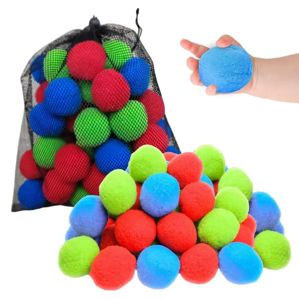 50Pcs 5cm Reusable Water Balls Mix-color Absorbent Splash Soaker Bomb Ball Summer Outdoor Indoor Pool Beach Fun Water Fight Toys for Kids